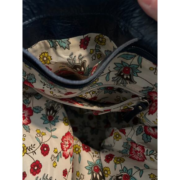 Latico Nora Navy Blue Leather Tote Shoulder Bag Zip Closure Scallop Edge - Picture 8 of 8